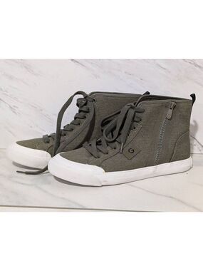 GBG Los Angeles Women's Green Solid High-Top Lace-Up Side Zip Sneakers Shoe Size